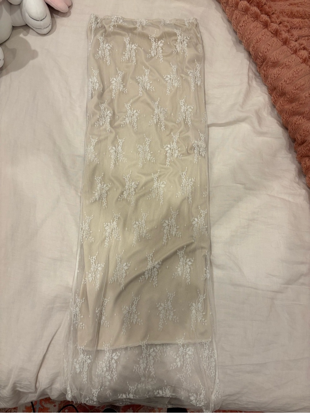 Long white lace skirt